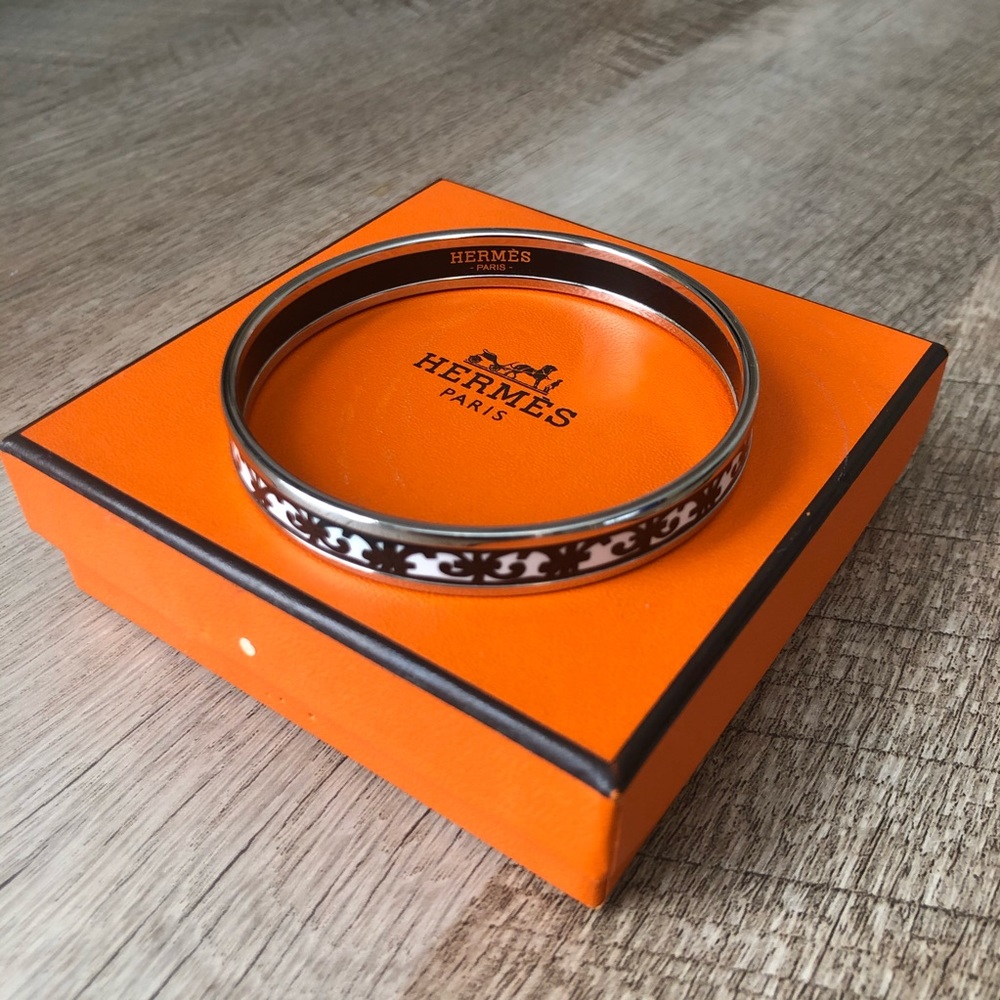 Hermes Black and White Enamel Bracelet